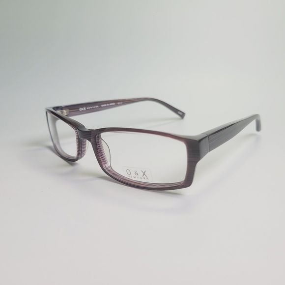 O&X NY OP-37 eyeglasses brown plum rectangular full stripe frame 53-17 143 C7 - Picture 12 of 12